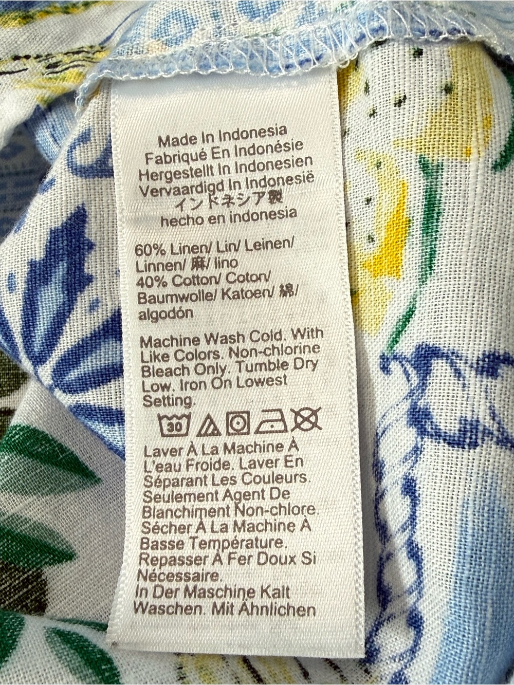 J.Crew Linen Blend Blue Tile Lemon Dolce Vita Amalfi Print Shirt Women M - Picture 7 of 10